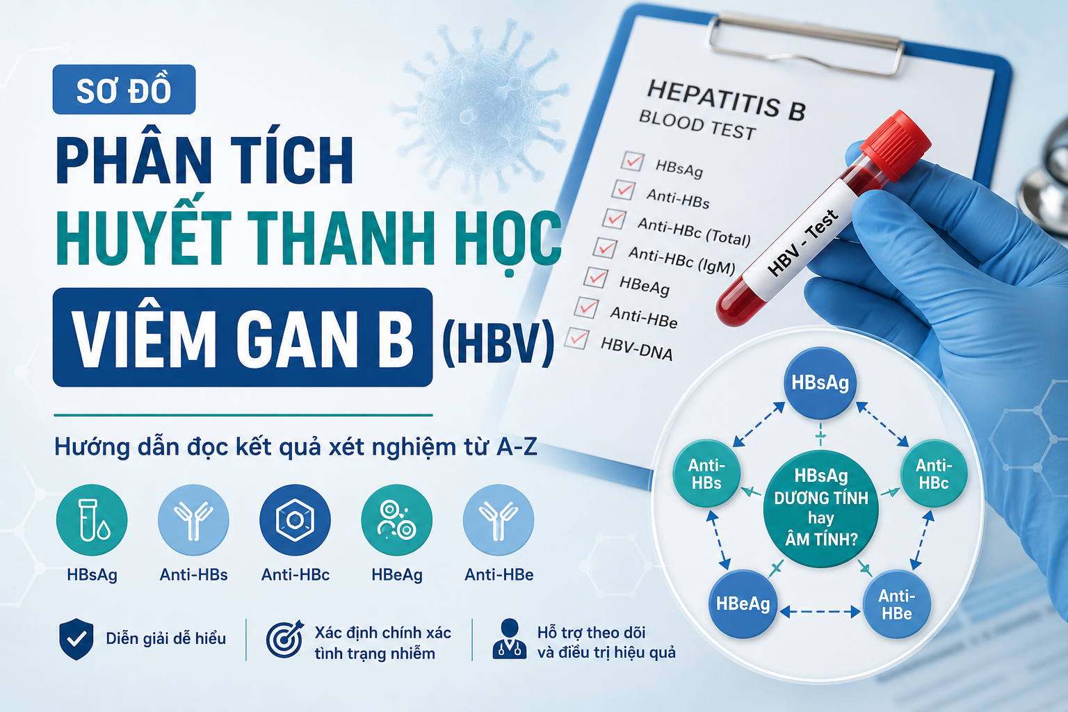 Sơ đồ phân tích huyết thanh học viêm gan B (HBV): Hướng dẫn đọc kết quả xét nghiệm